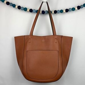 Free People Brown/Olive Green Reversible Vegan Leather Shoulder Bag / Tote